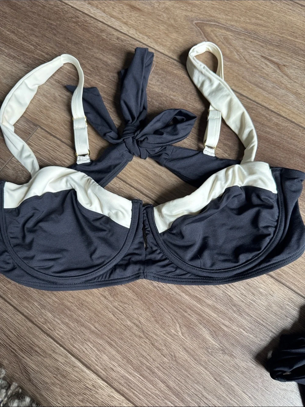 Monday Swimwear Black and Cream Two-Piece Bikini Set